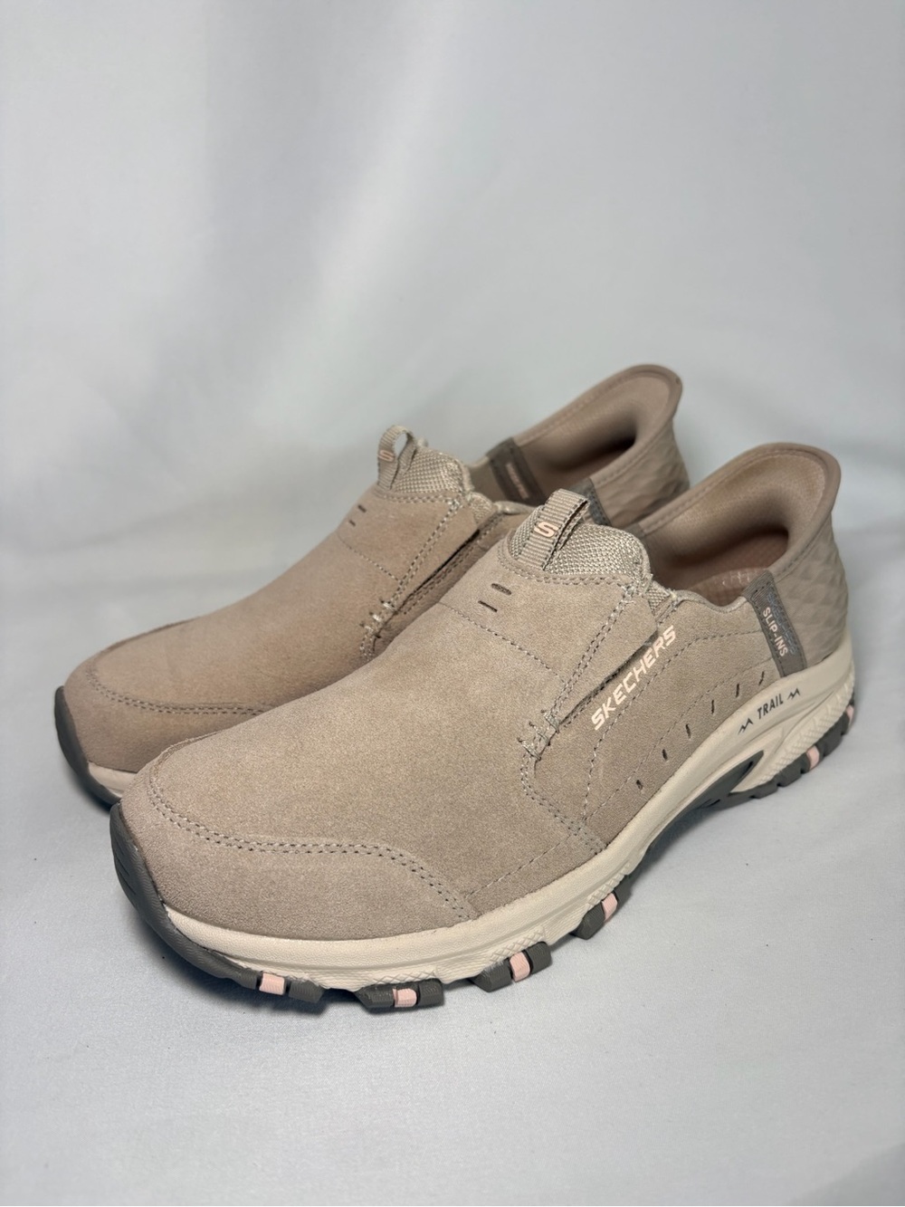 Skechers Slip-Ins Trail Suede Sneakers Taupe Size 8.5